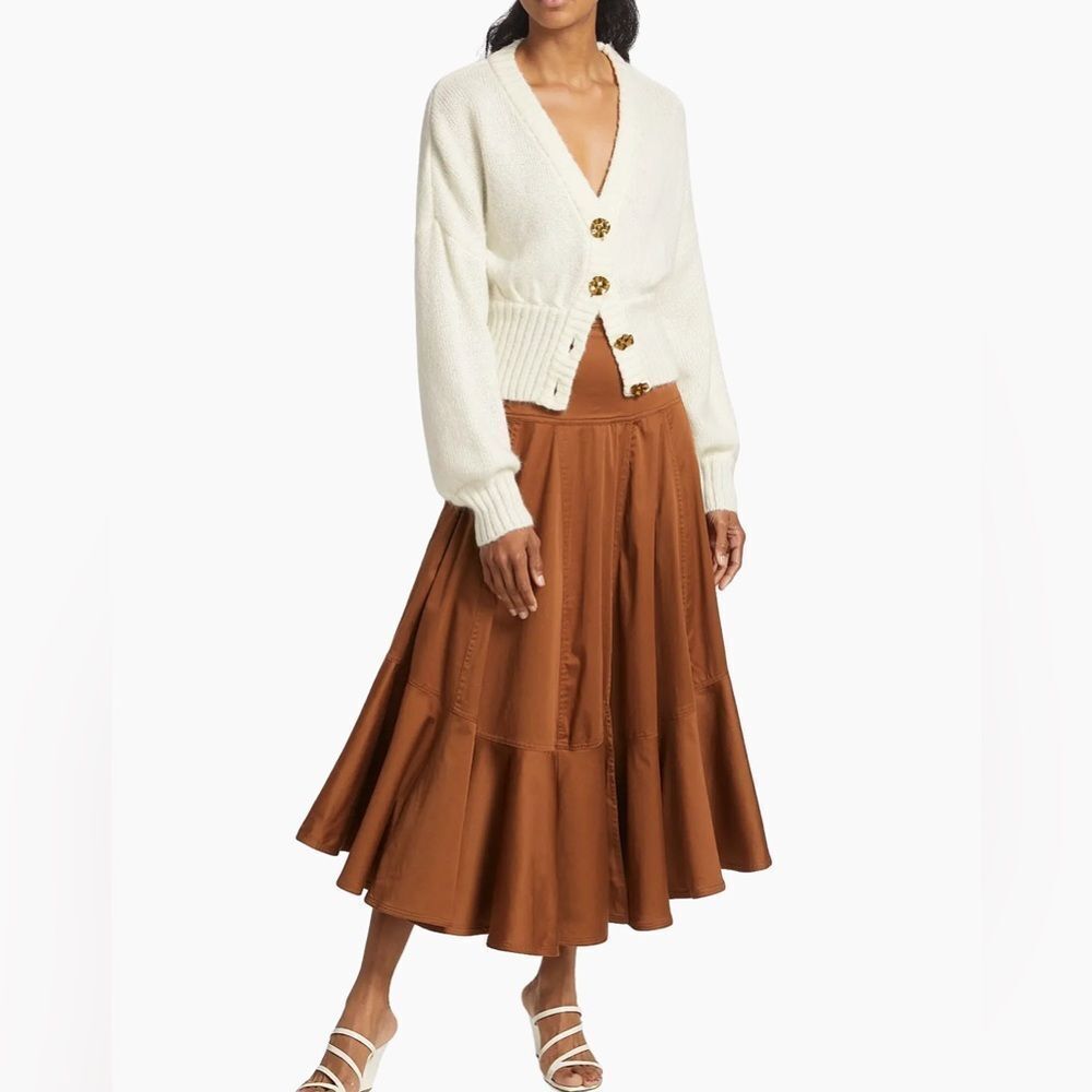 NWT Farm Rio Ribbed Goldtone-Buttoned Cardigan